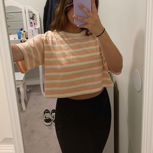 NWT striped cropped tee